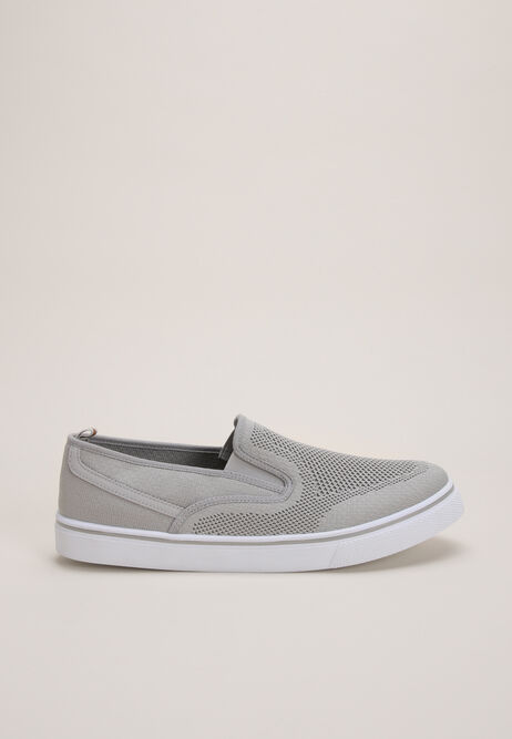 Mens Grey Casual Slip On Skater Trainer