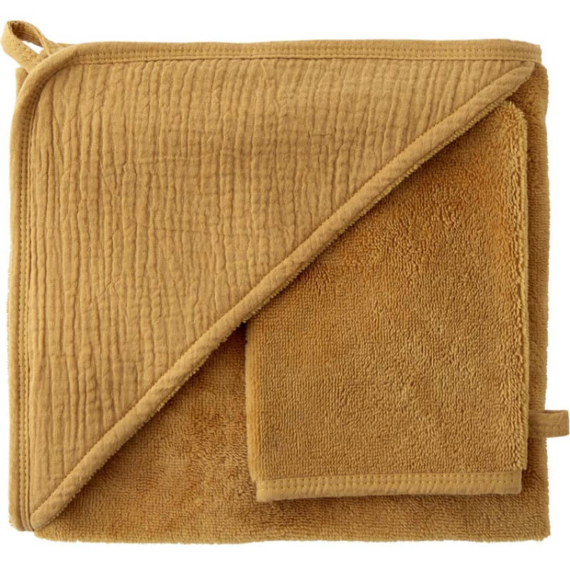 - Cape de bain avec gant bambou noisette (70 x 70 cm)