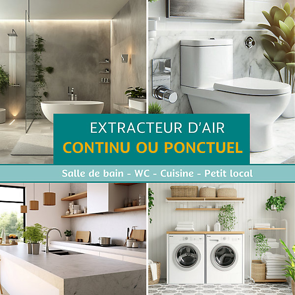 Pack KELIS - Extracteur d'air connecté avec Clapet Anti-retour intégré 100MM - Fonctionnement intermittent ou continu pour Salle