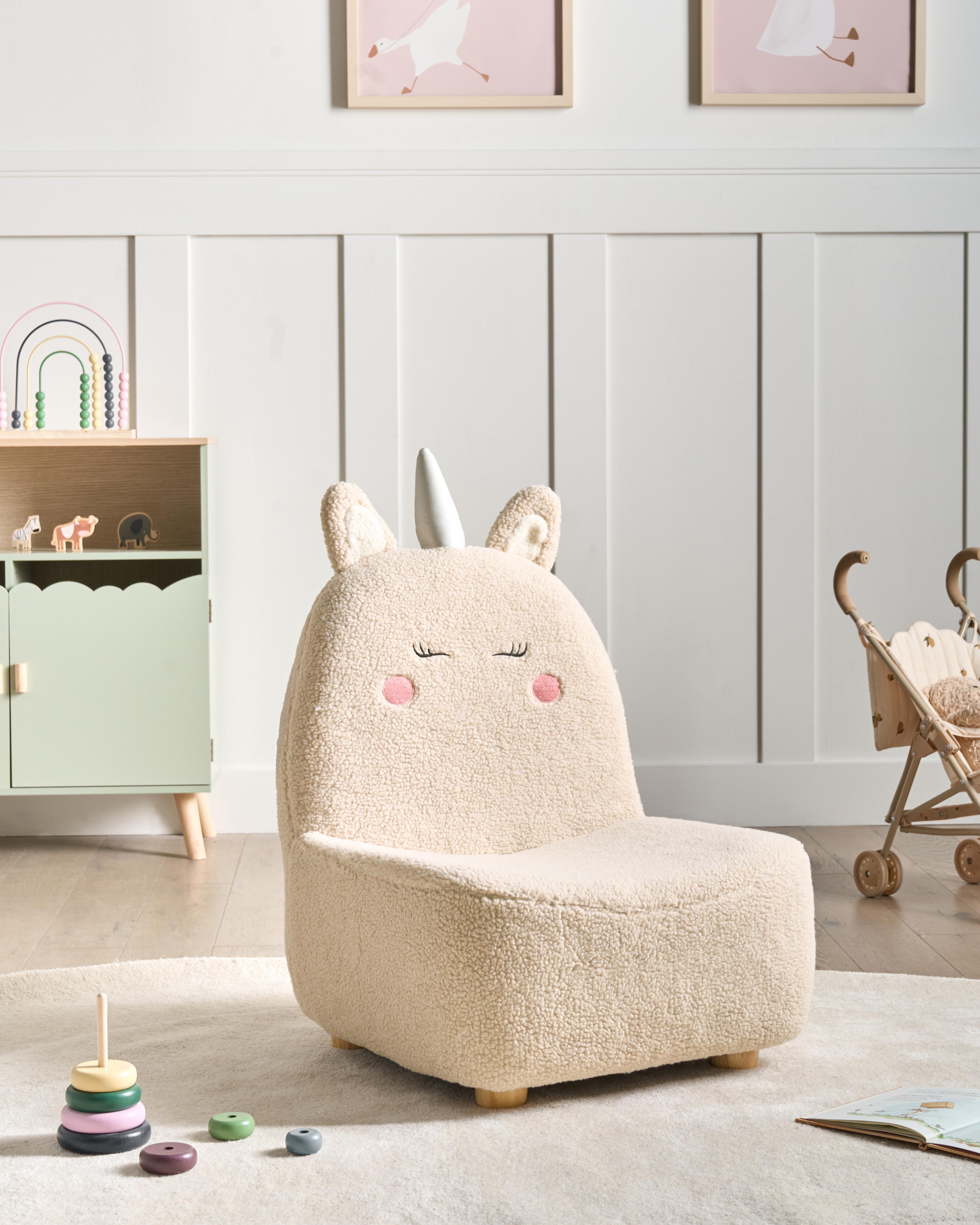 Kids Armchair Unicorn LULEA Boucle Light Beige