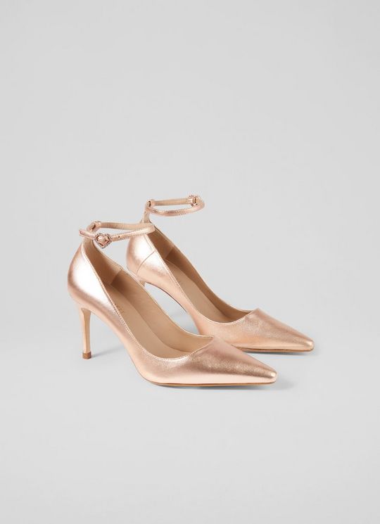 Catelyn Copper Leather Ankle Strap Closed Courts