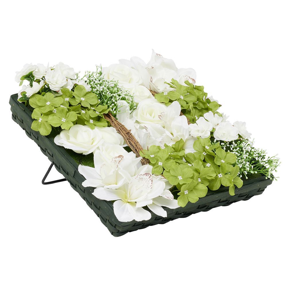 Coussin printanier fleur artificielle 36x36xH10cm