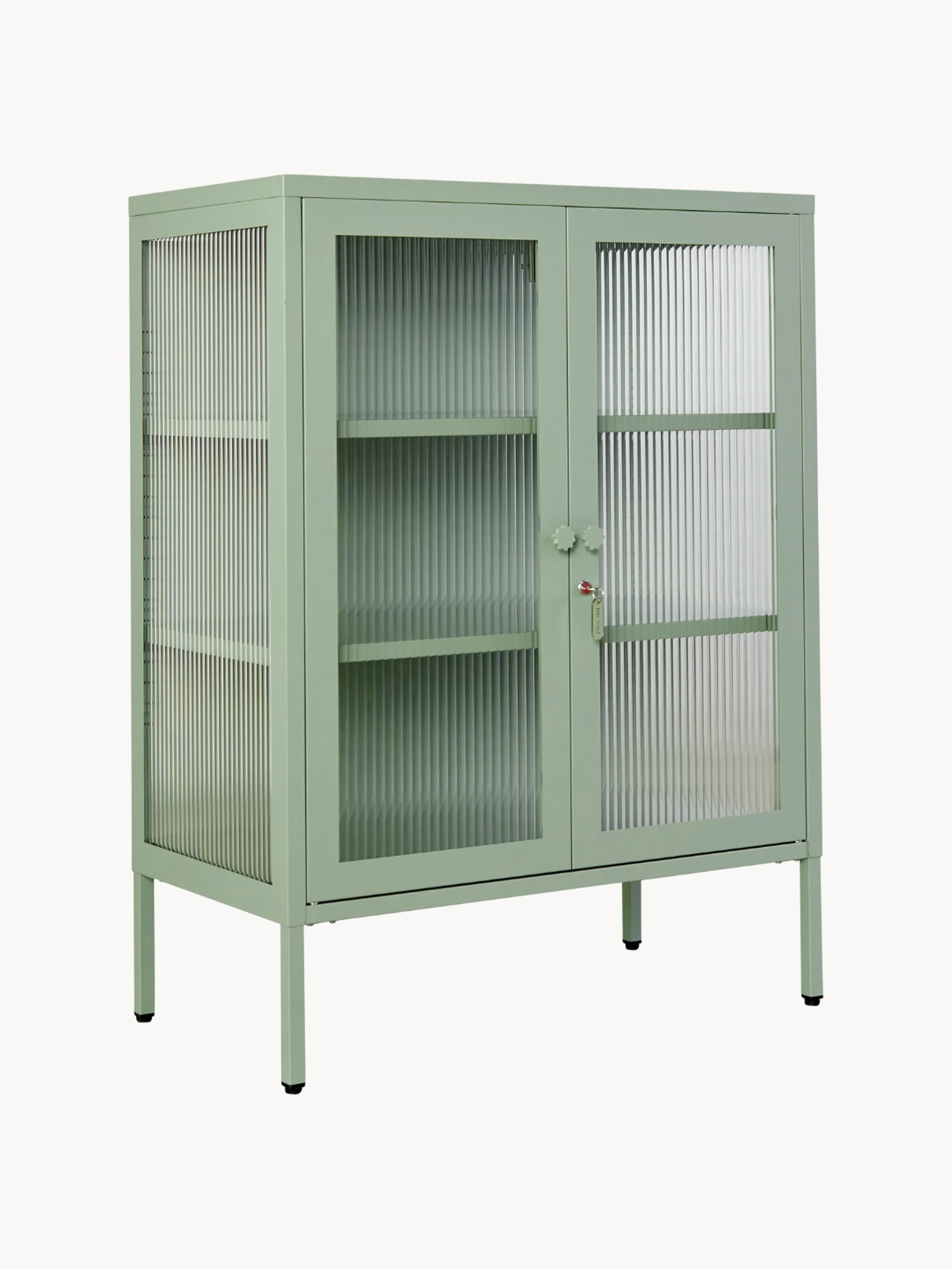 Metall-Vitrine The Mixer mit geriffeltem Glas