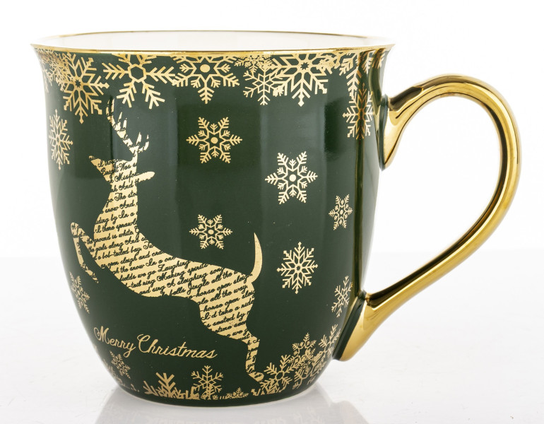 Kubek porcelanowy 11x15x11,5 cm IRMINA 560 ml zielony