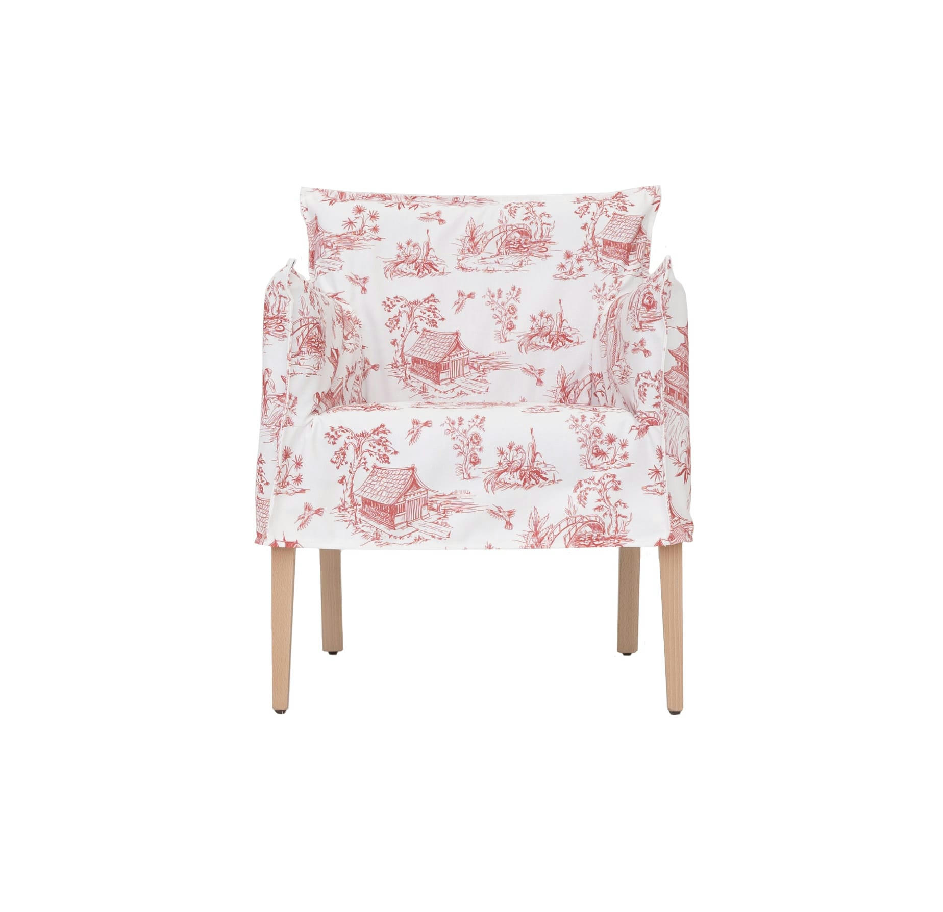 SINTRA - Fauteuil en bois massif d'hêtre avec imprimé chinoiserie.