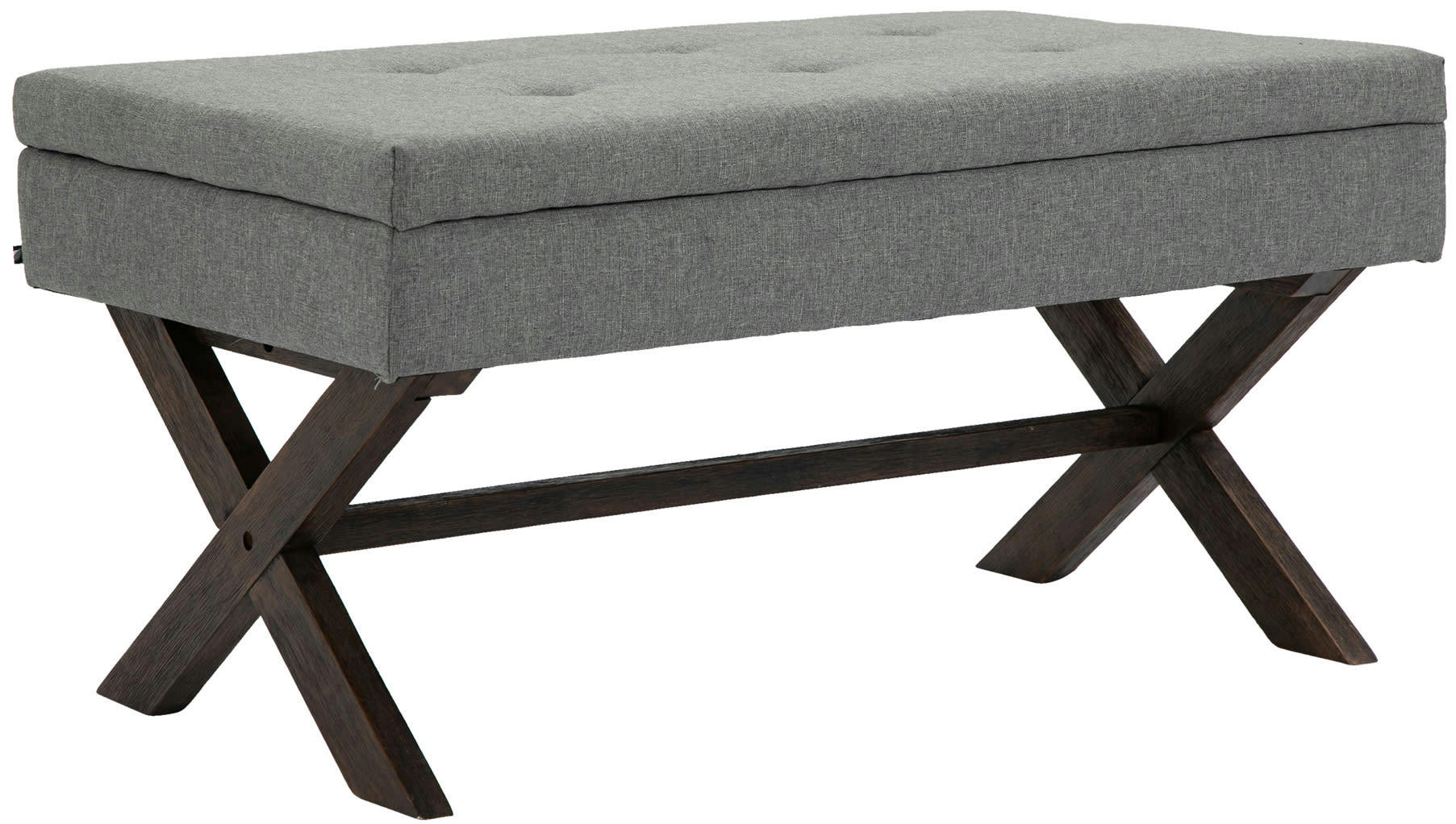 NAMARO - Banquette avec pieds en bois assise en tissu Gris