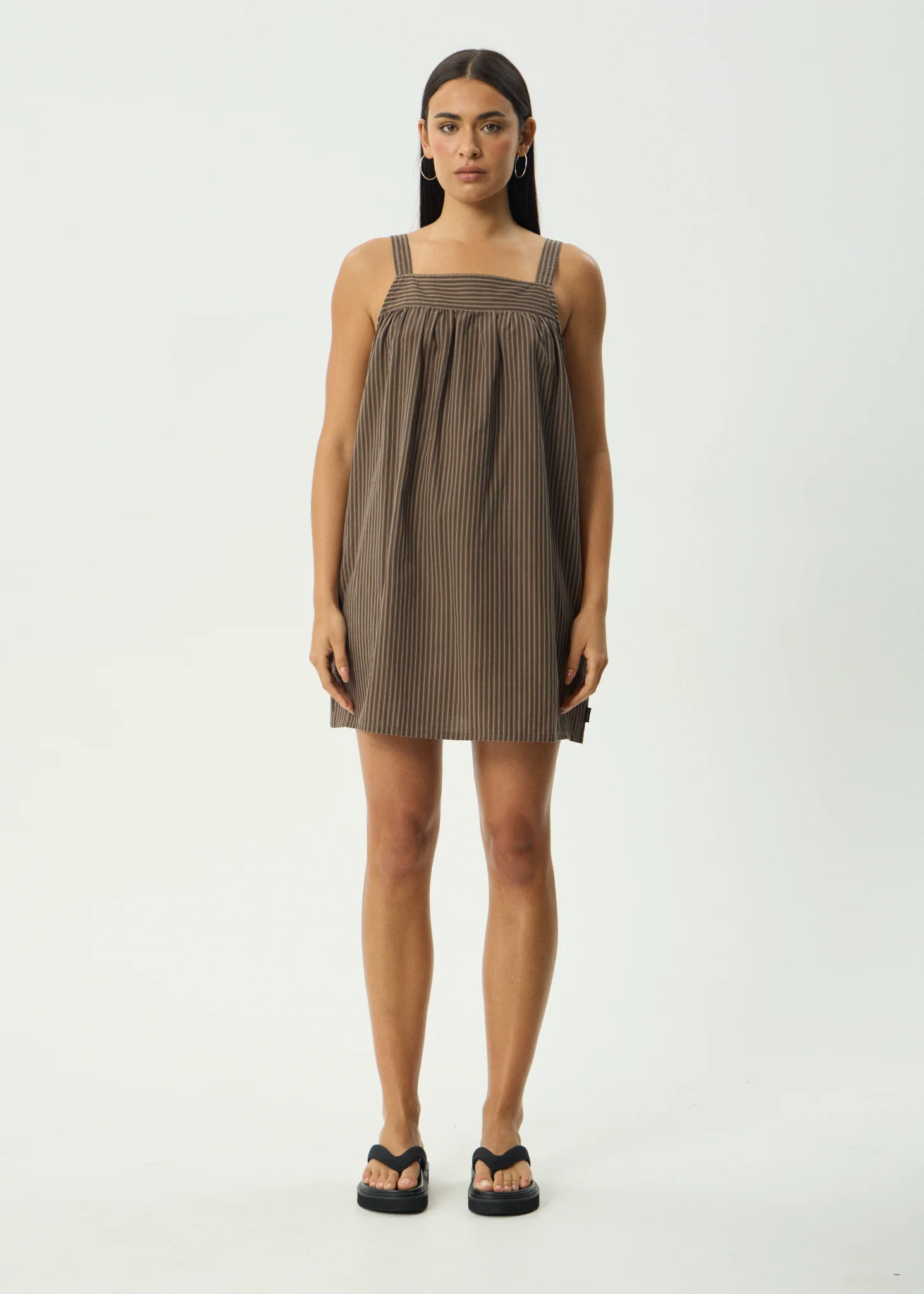 AFENDS Womens Cyrus - Mini Dress - Coffee Stripe