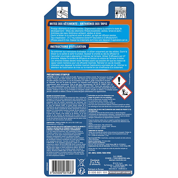 2 crochets anti mites, larves, acariens