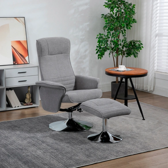 Relaxsessel, mit Fußhocker, LxBxH: 69x71x104 cm, grau