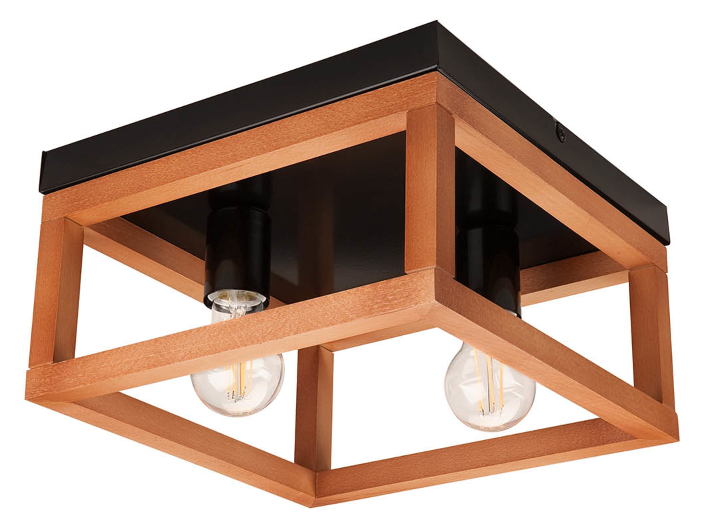 Lampa sufitowa Villy 2-punktowa drewniana brązowa