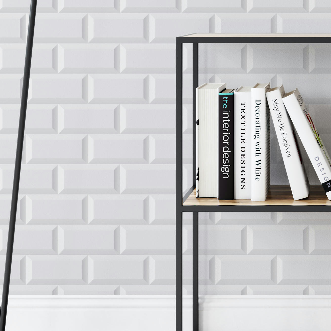 - Papier peint Design White Tiles 425x260