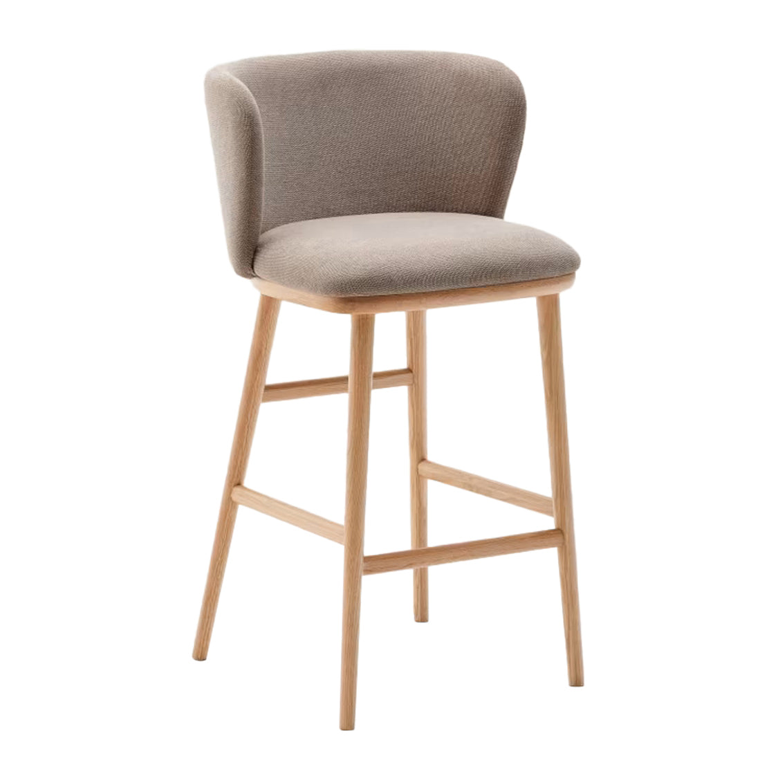 Kave Home Ciselia Barkruk - H 65 cm - Bruin / Essenhout