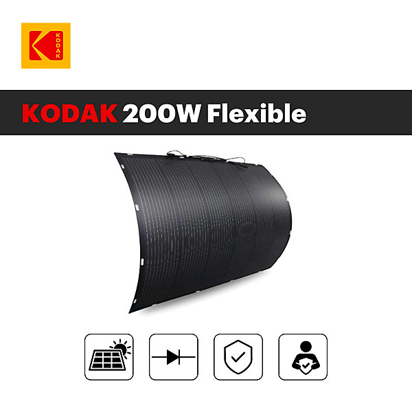 Panneau Solaire Flexible KODAK 200W - étanche IP68 - Léger et Durable - Adaptable aux Surfaces Courbes - Installation Facile