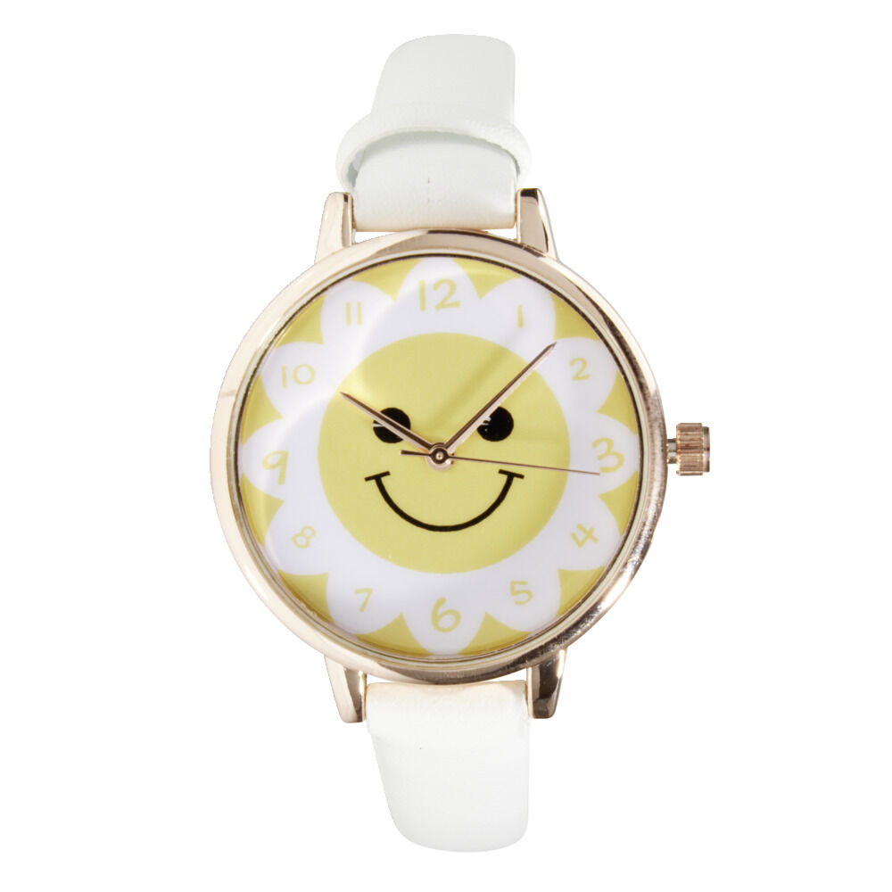 Montre enfant unisexe cadran rond motif soleil bracelet simili Ø3,5xL23cm (2 modèles)