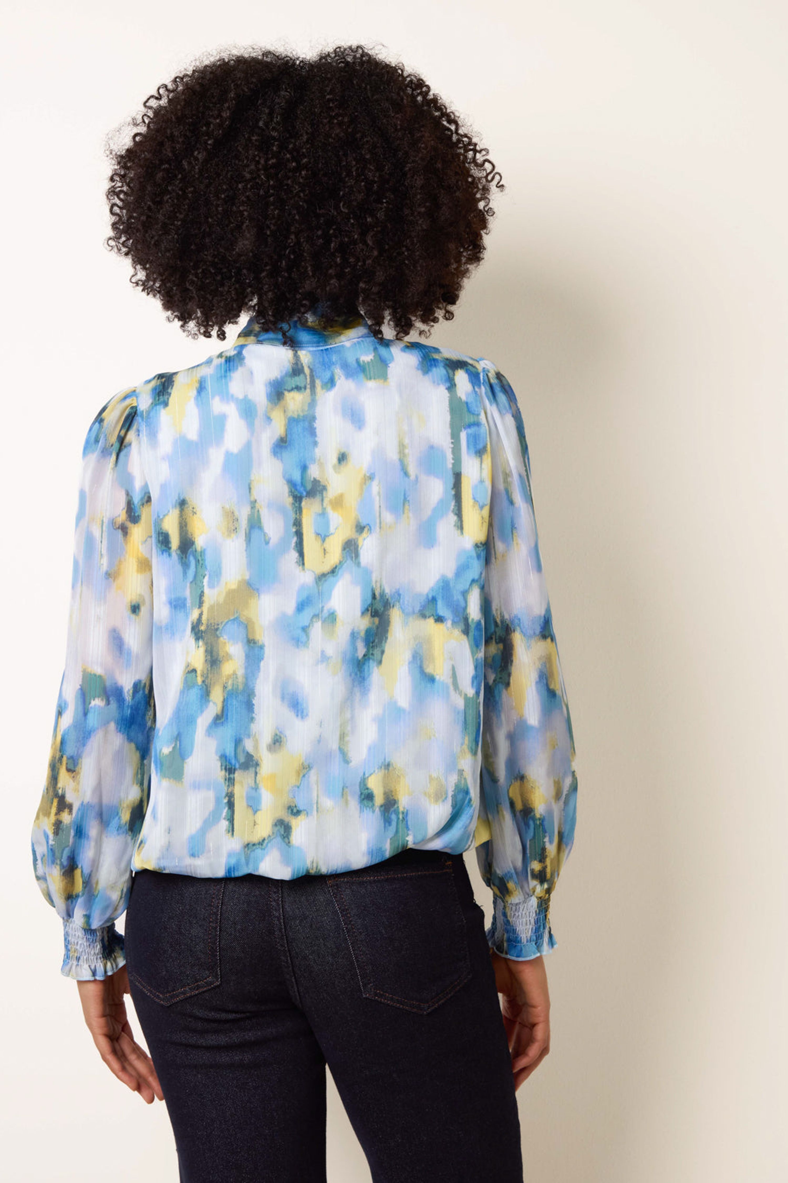 Blue Vanilla Multi Pussybow Puffball Top