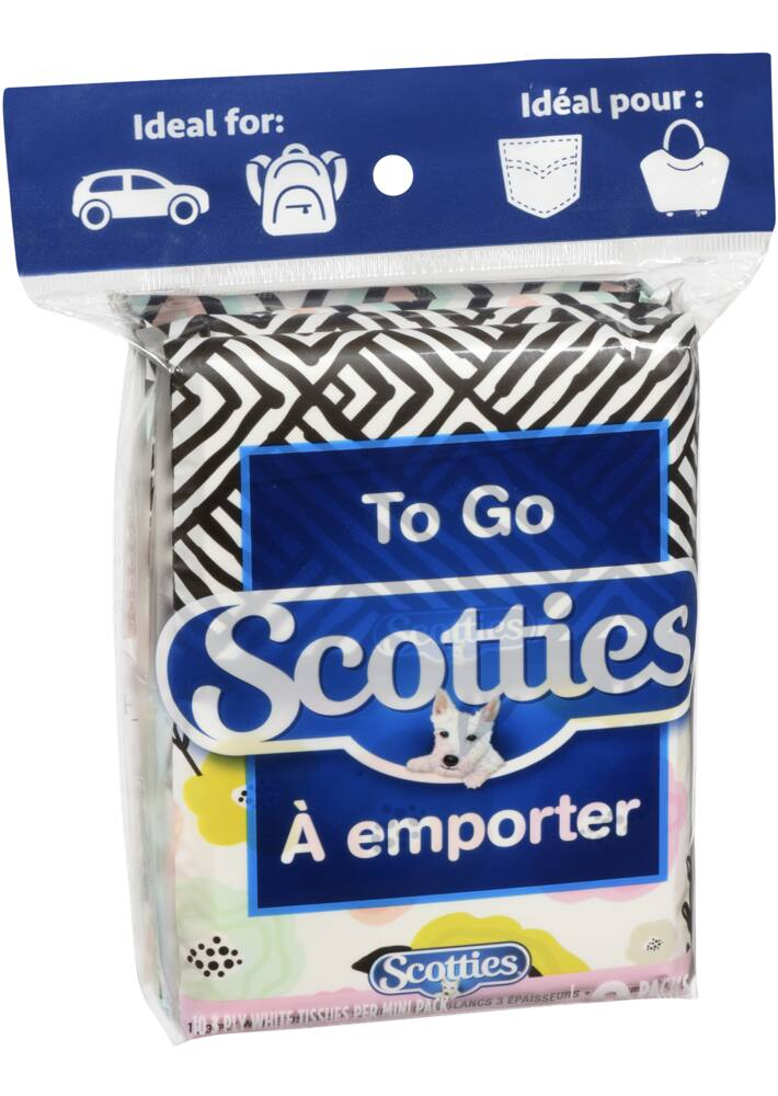 Scotties Pocket To Go Facial Tissue, 3-Ply, 10 Sheets, 8-pk