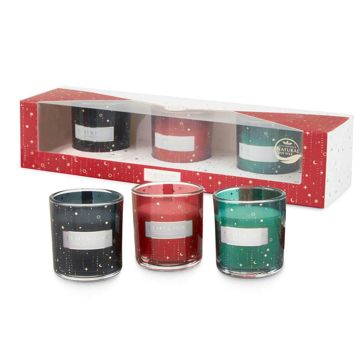 - Coffret cadeau 3 bougies votives heart and home