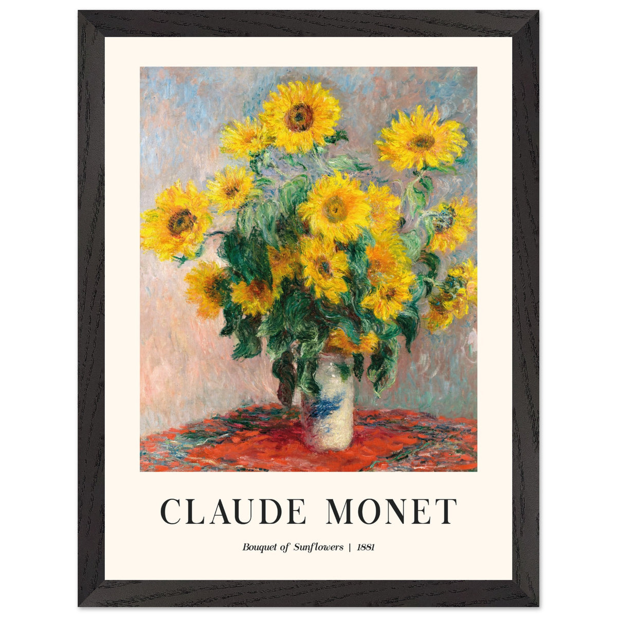 Artfulprints Poster met Lijst Claude Monet - Bouquet of sunflowers  - 30x40 cm - Geel