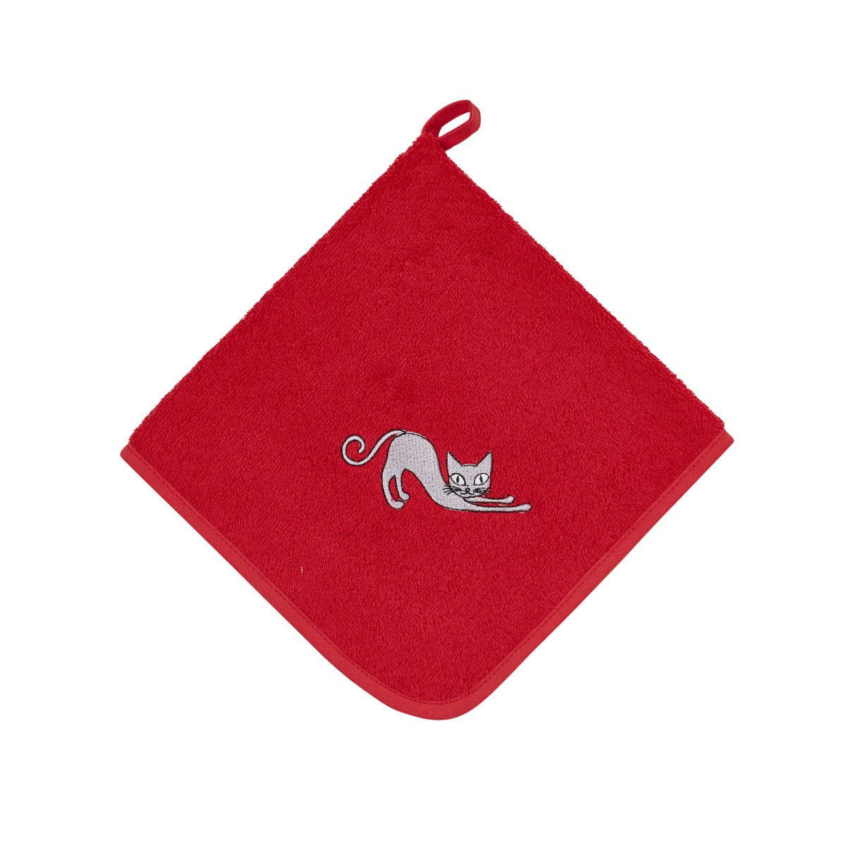 YOGI CAT - Lot de 3 torchons  carrés en coton  rubis