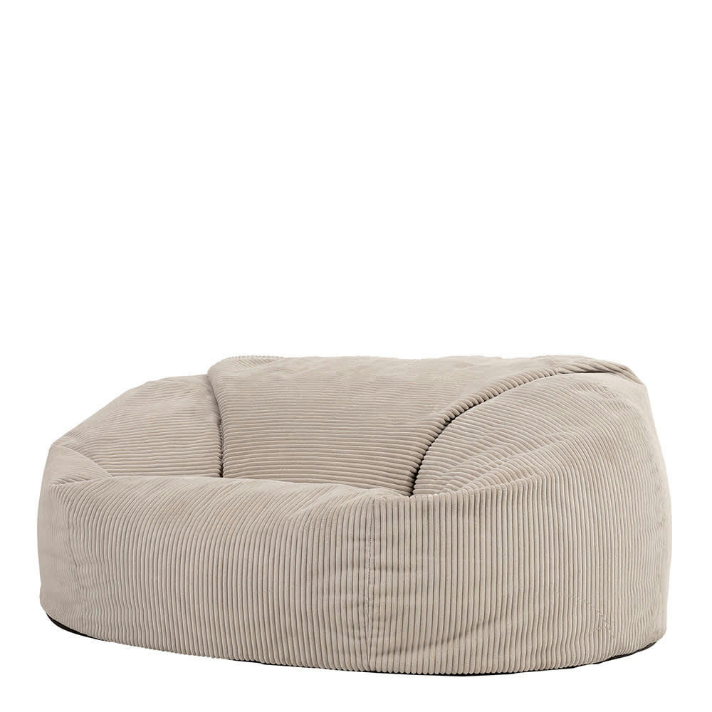 - Pouf géant canapé velours côtelé beige galet