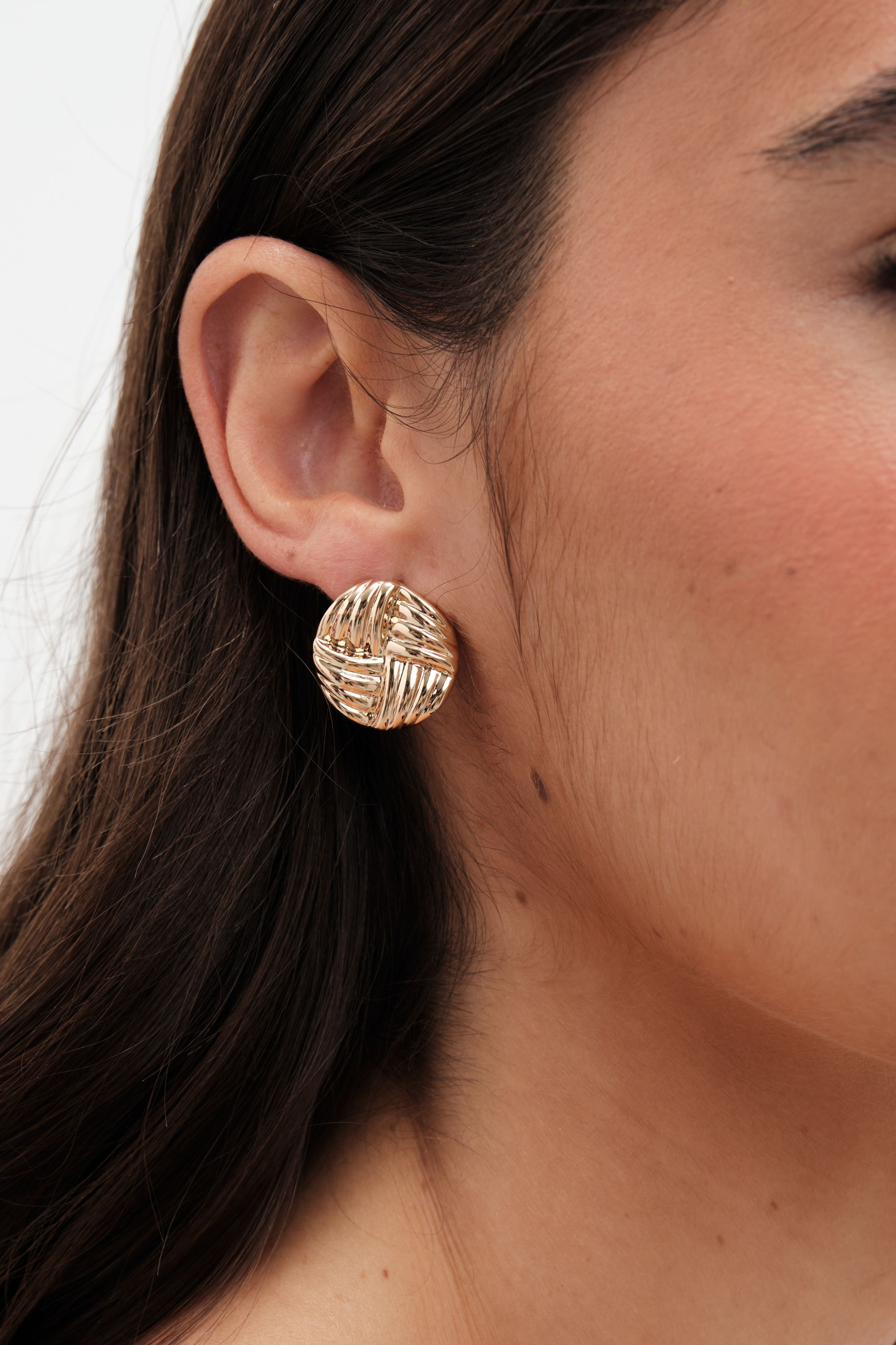Jon Richard Jon Richard Gold Plated Ridged Statement Stud Earrings