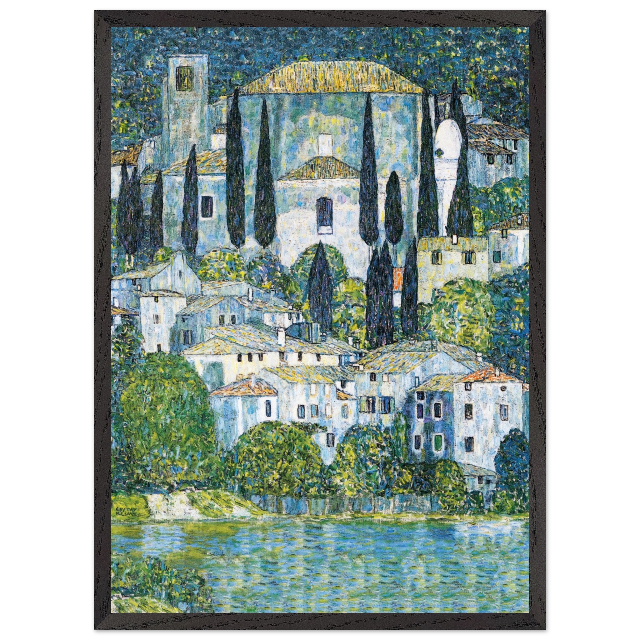 Artfulprints Poster met Lijst Gustav Klimt - Church in Cassone  - 50x70 cm - Donkergroen