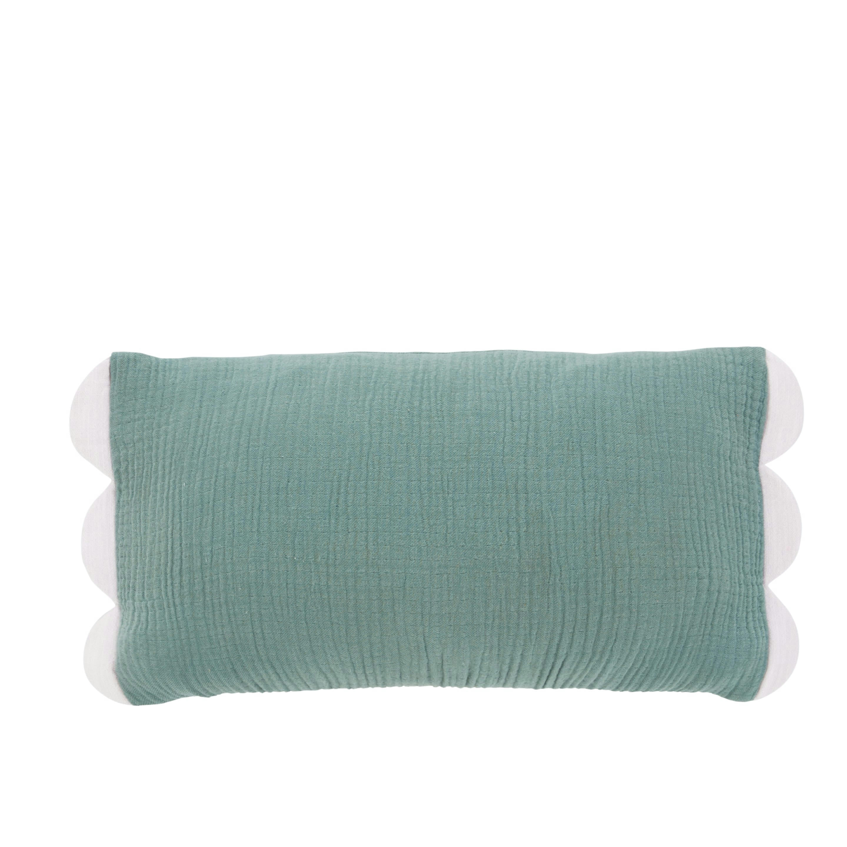 NOSARA - Coussin en gaze de coton tissé vert sapin et lilas 30x50