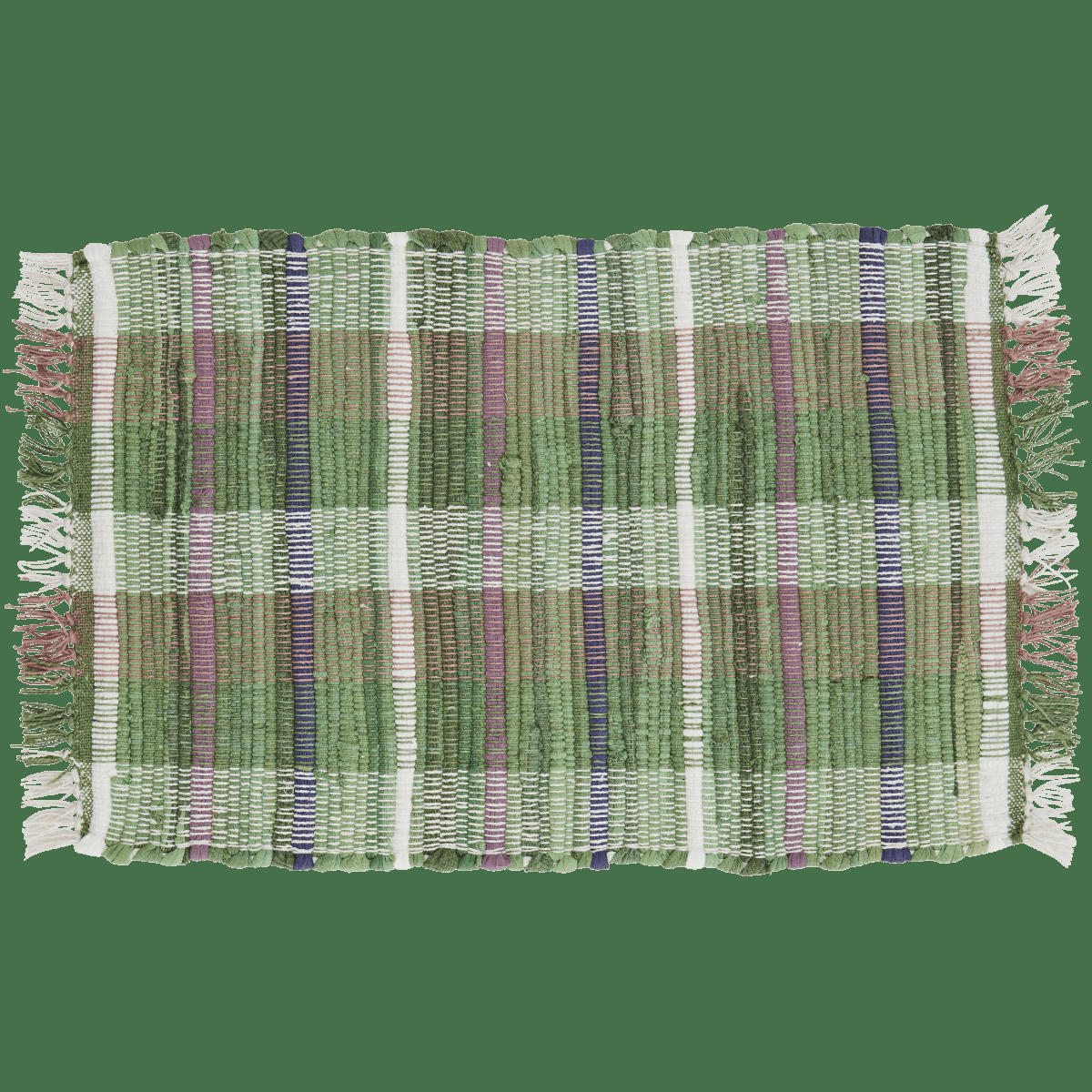 - Set de table en coton tissé à la main 33x48cm vert violet blanc cassé