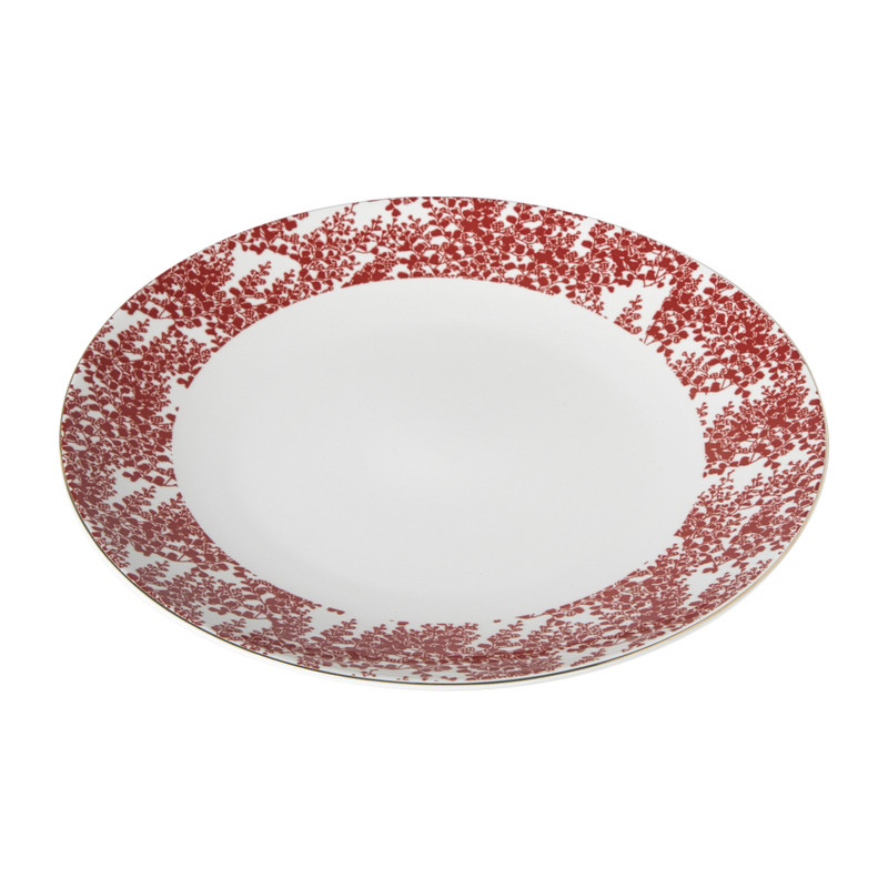 Dinerbord Mirna blaadjes - rood/wit - &Oslash;26.8x2.2 cm