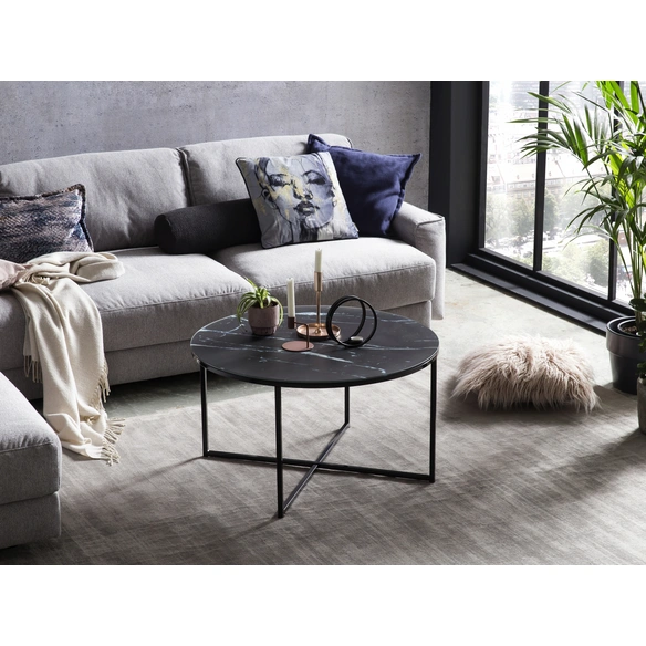Couchtisch, BxH: 80 x 45 cm, Metall/Glas