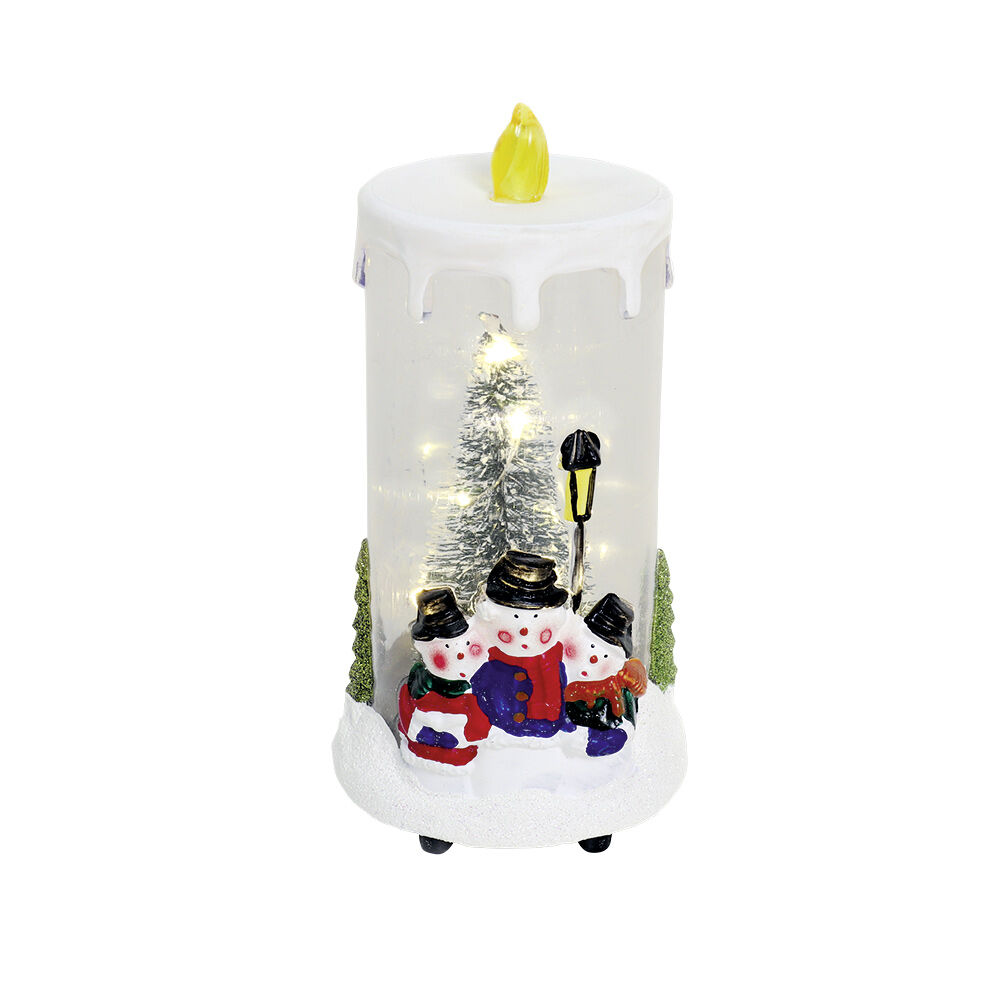 Bougie scène de No&euml;l 8 LED blanc chaud H15 cm