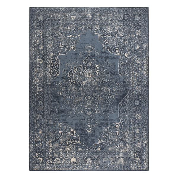 Dywan wełniany NAIN Rozeta vintage 7599/50911 granat / beż80x150 cm