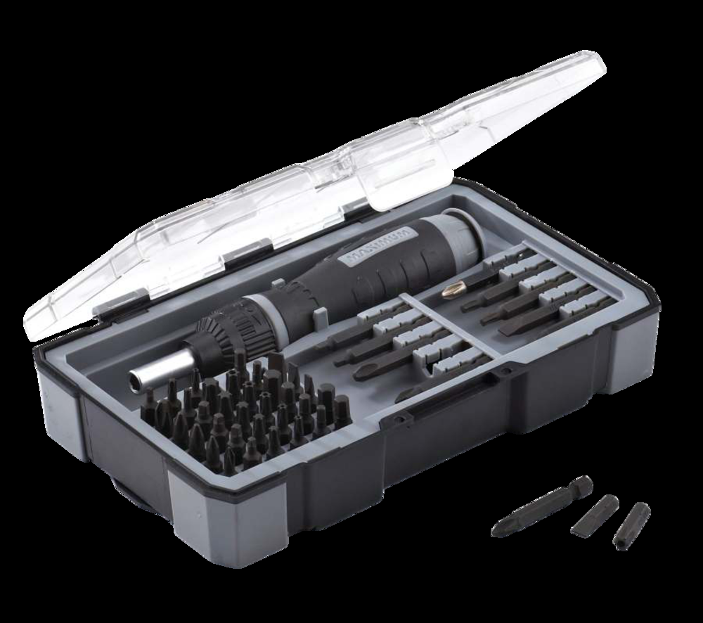 Maximum 47-pc Ratcheting Precision Screwdriver Set with S2 Black Oxide Bits and Plastic Case
