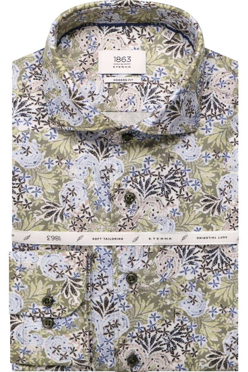 ETERNA 1863 Modern Fit Hemd grün, Bedruckt