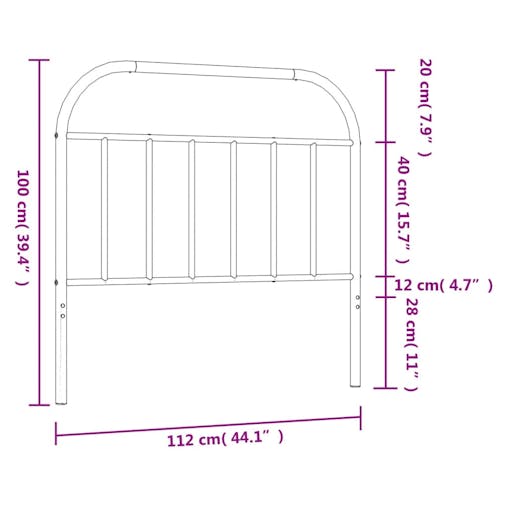 NNEVL Metal Headboard White 107 cm