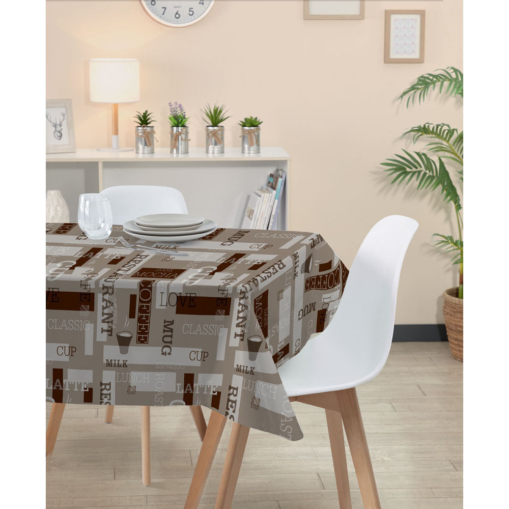Nappe rectangulaire toile cirée motif café