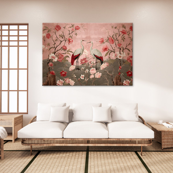 Feeby Obraz na płótnie, Kwiaty i ptaki Chinoiserie 60x40