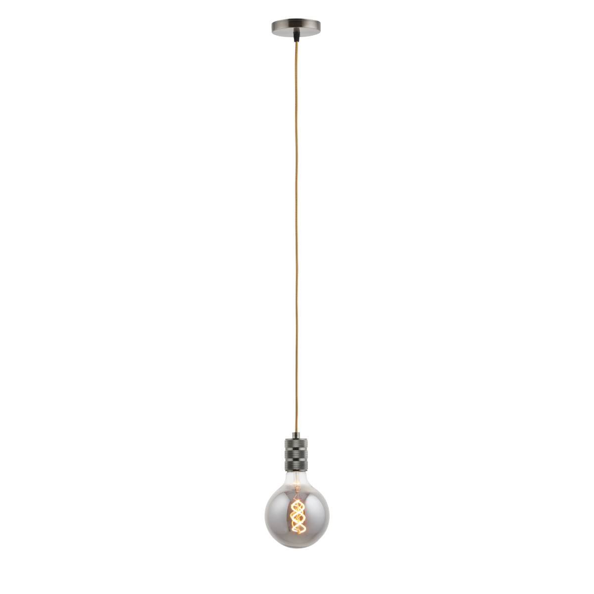 Lighto | Pendel Brons | Inclusief Lichtbron Rookglas | Retro | 1.5m Snoer | Met Plafondkap