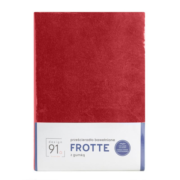 Prześcieradło frotte z gumką 120x200 czerwone na materac