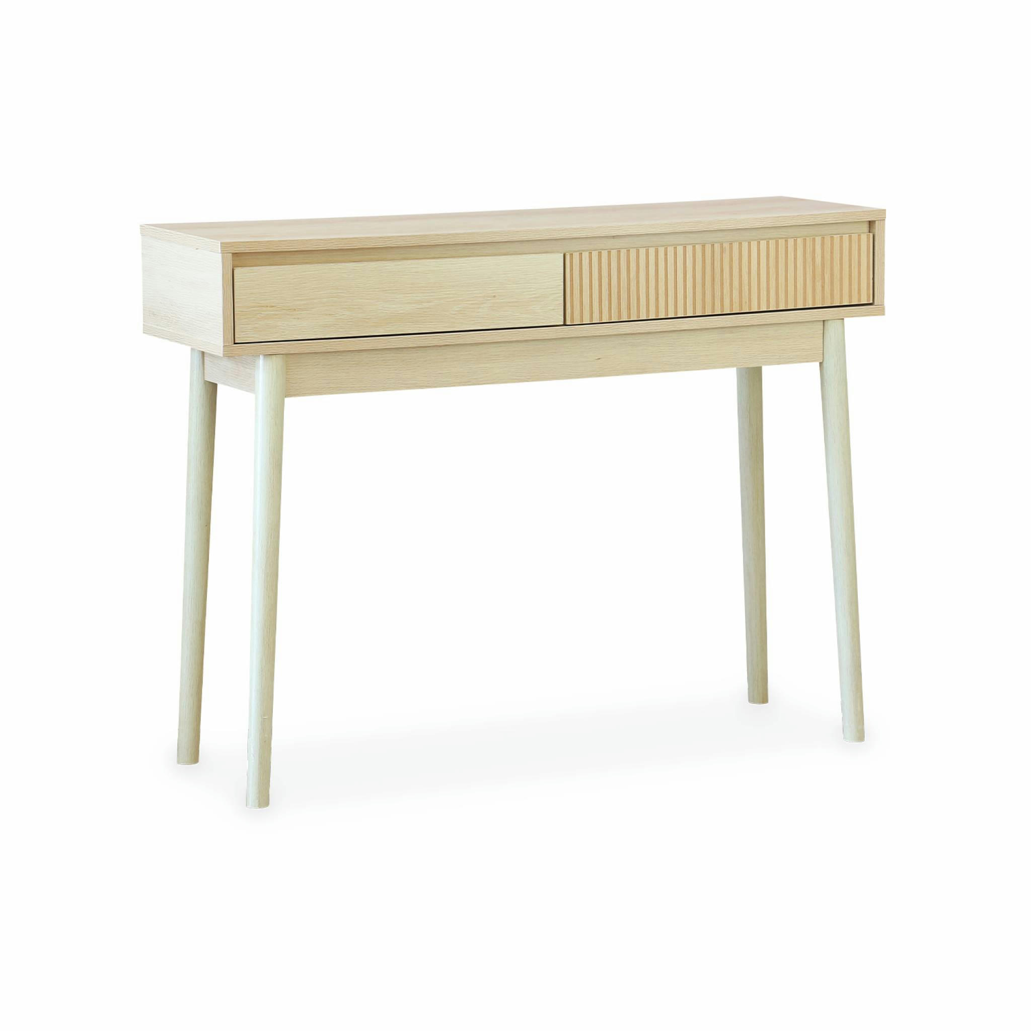 LINEAR - Console décor bois 2 tiroirs