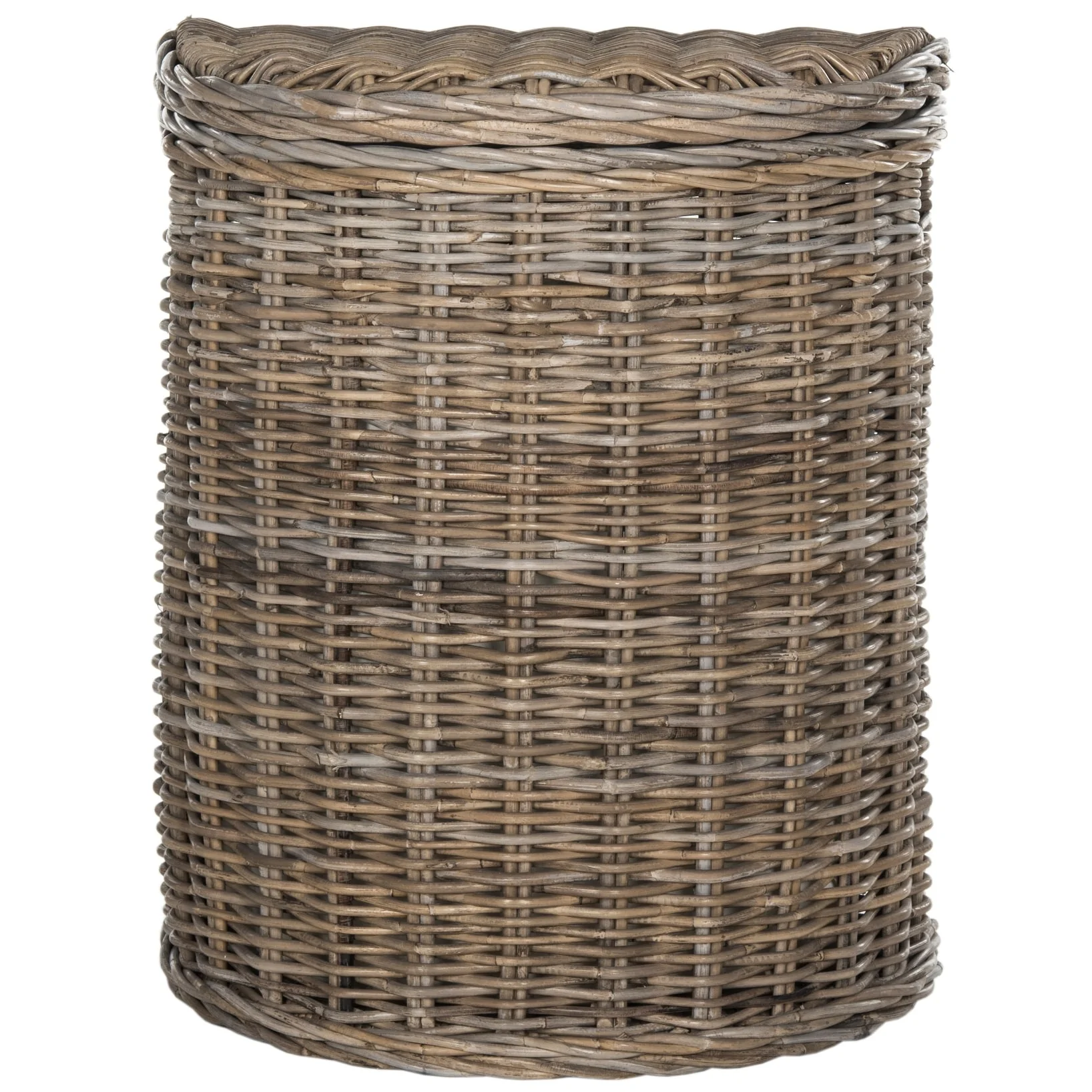 SAFAVIEH Hedije Natural Rattan Grey Storage Hamper with Liners - 18.4 x 15.7 x 25 - 18Wx13Dx25H