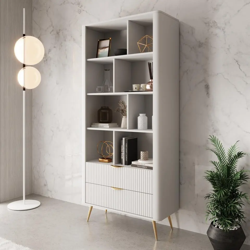 Meubella - Lima - Boekenkast - Wit - 88x38x194 cm