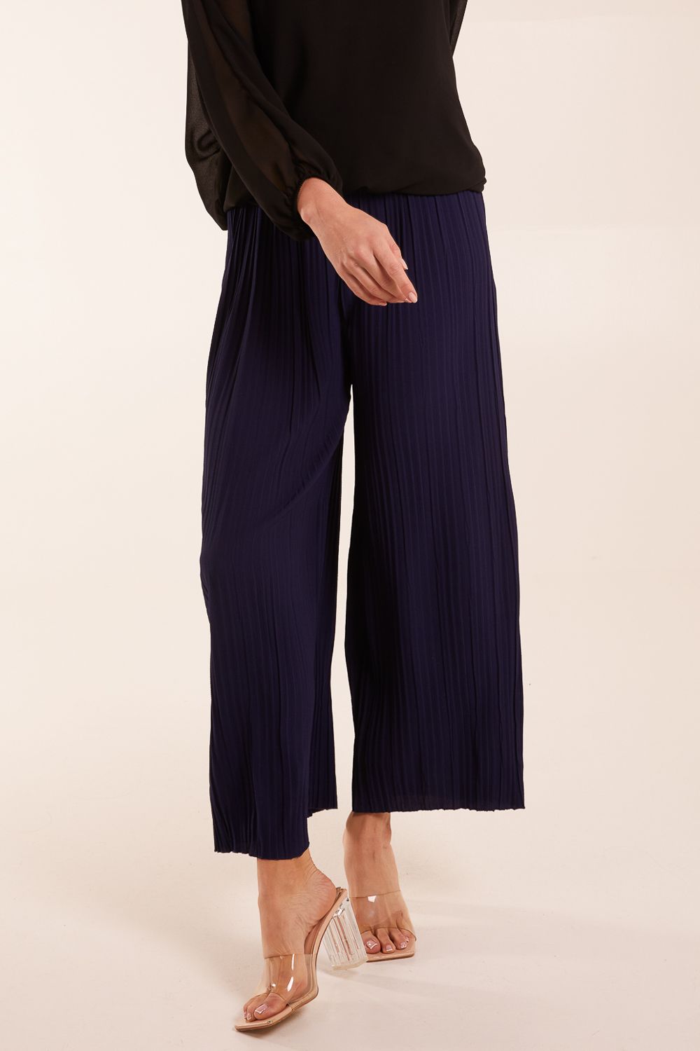 Blue Vanilla Wide Leg Pleated Trousers