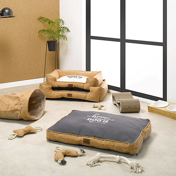 Coussin rectangle en liège et polyester pour chien
