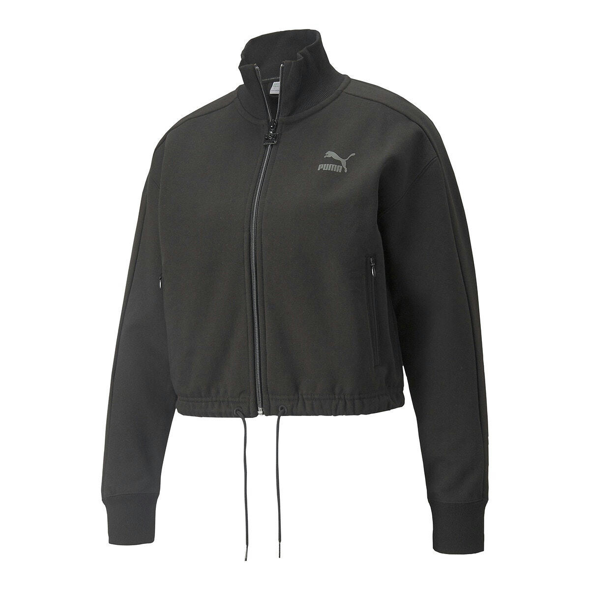 Veste courte zippée, col montant