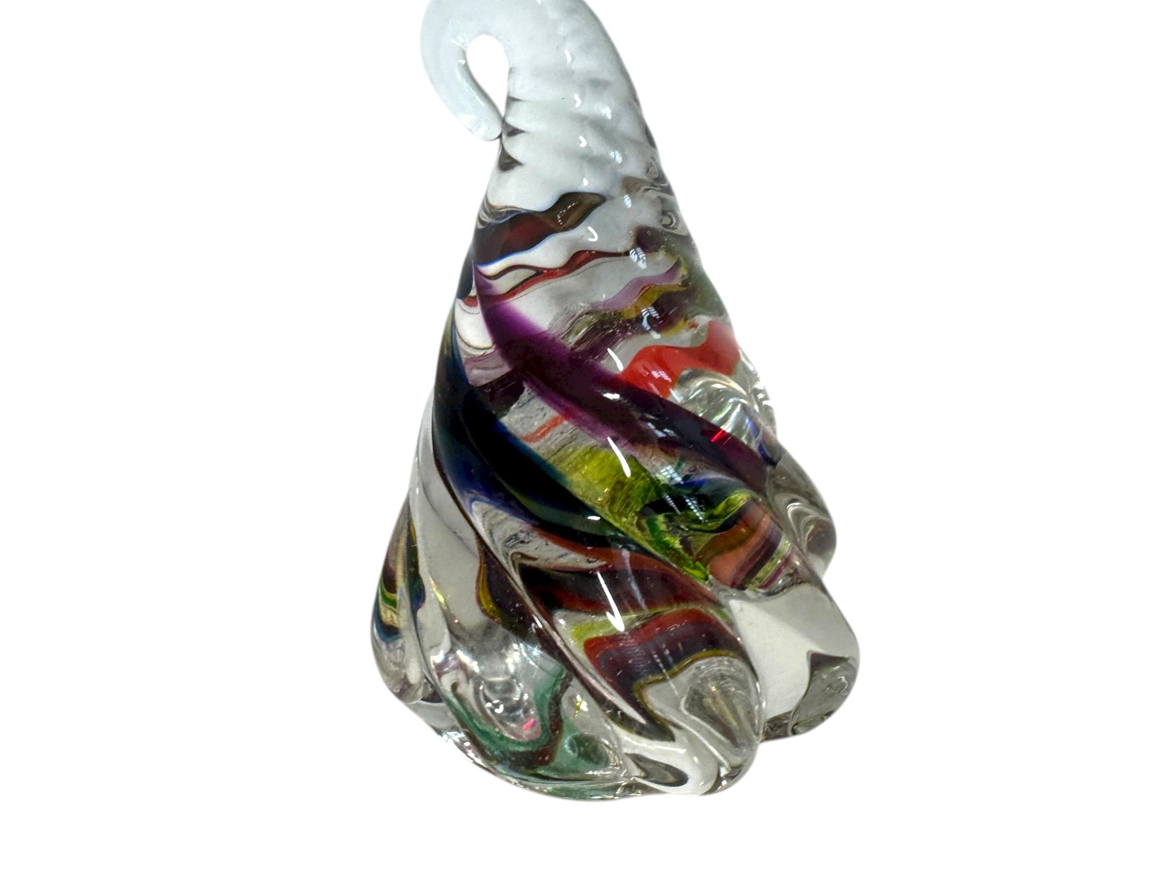 David Goldhagen Handblown twisted art glass colorful paperweight/home accent/ office decor/artist signed