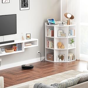 Wooden Cubby Corner Bookshelf