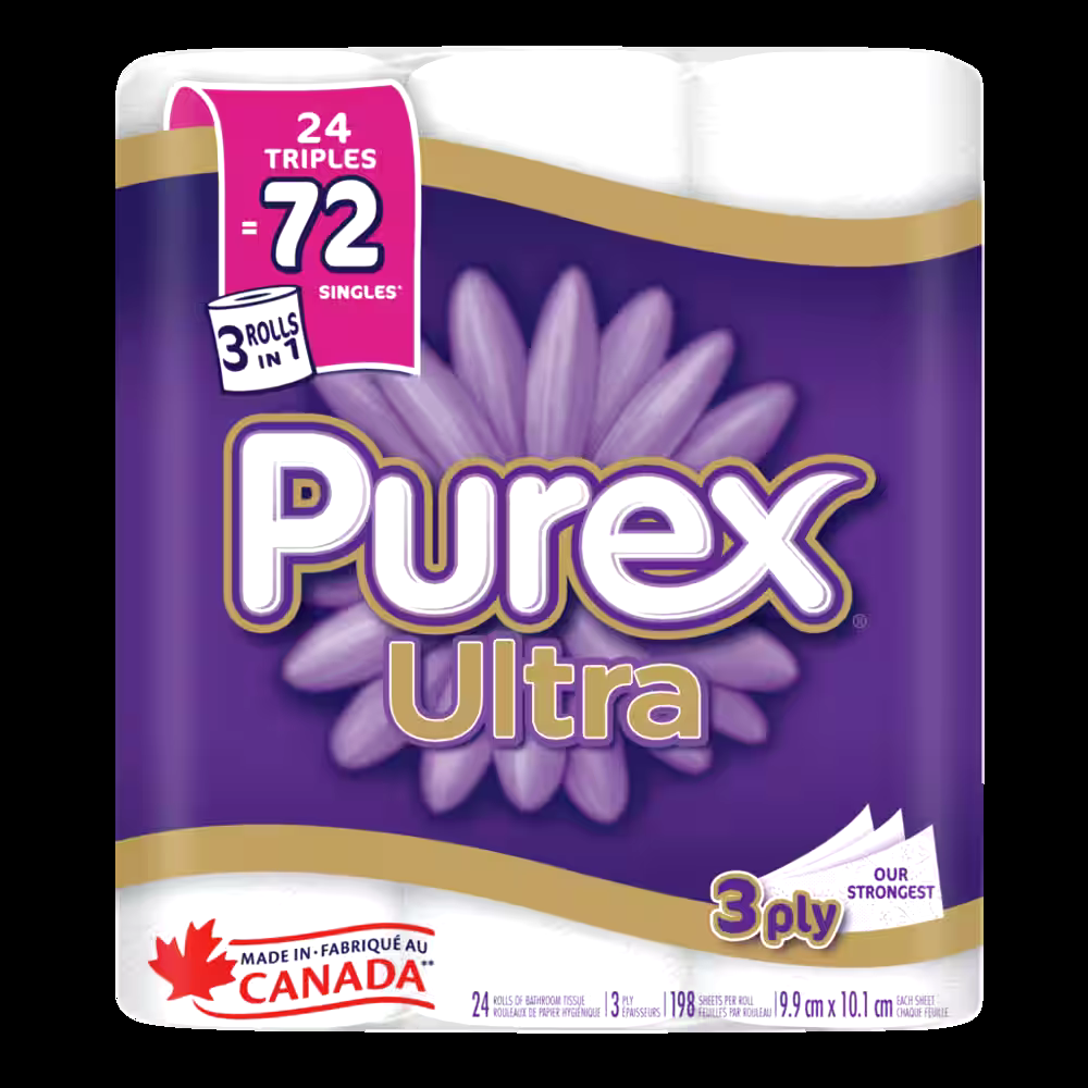 Purex Ultra Triple Roll Toilet Paper, 3-ply Tissue, 24-pk