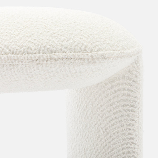 Banc ou bout de lit en tissu bouclette blanc crème L 100 x P 44 x H 41cm - SHAWN