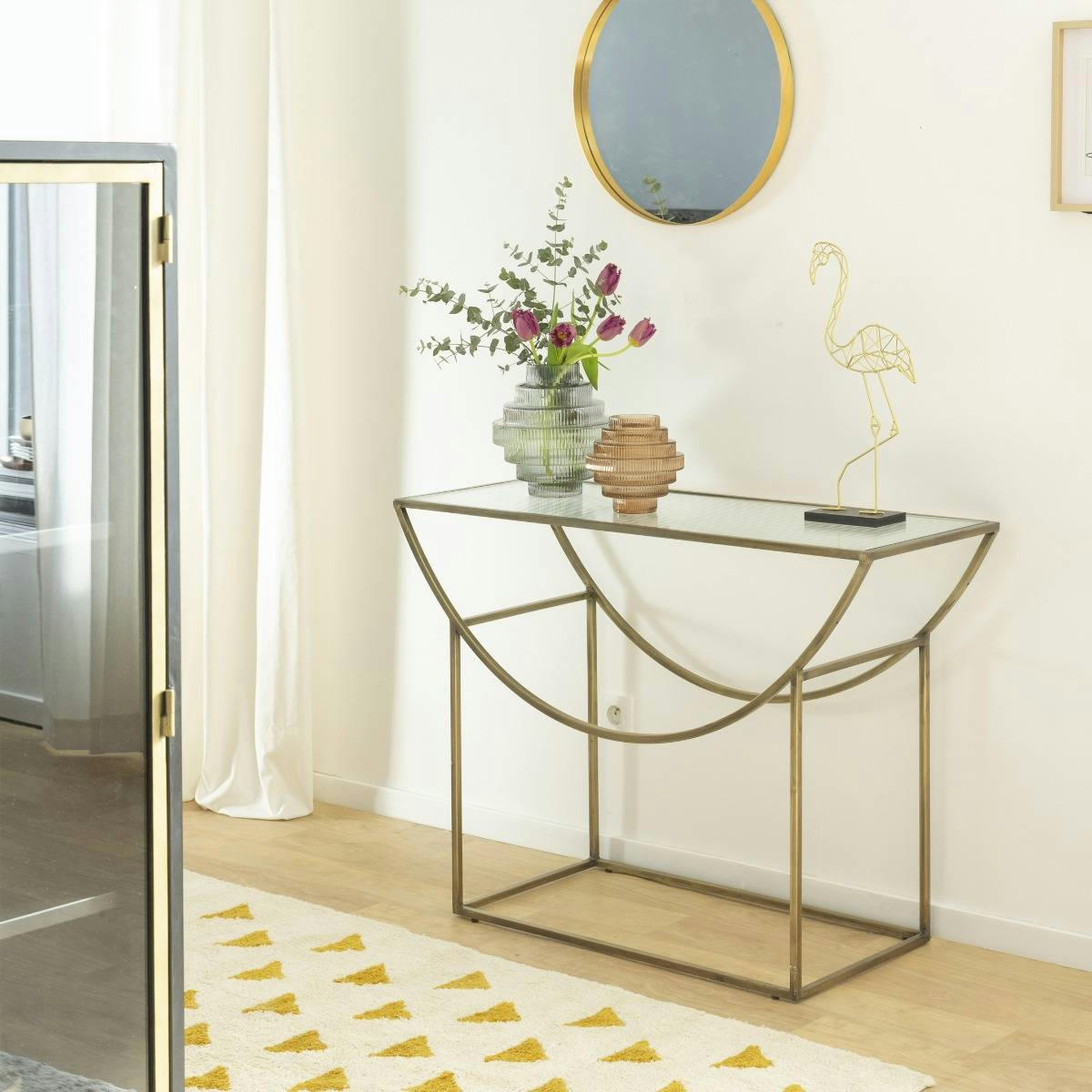 - Table console en métal doré 105 cm